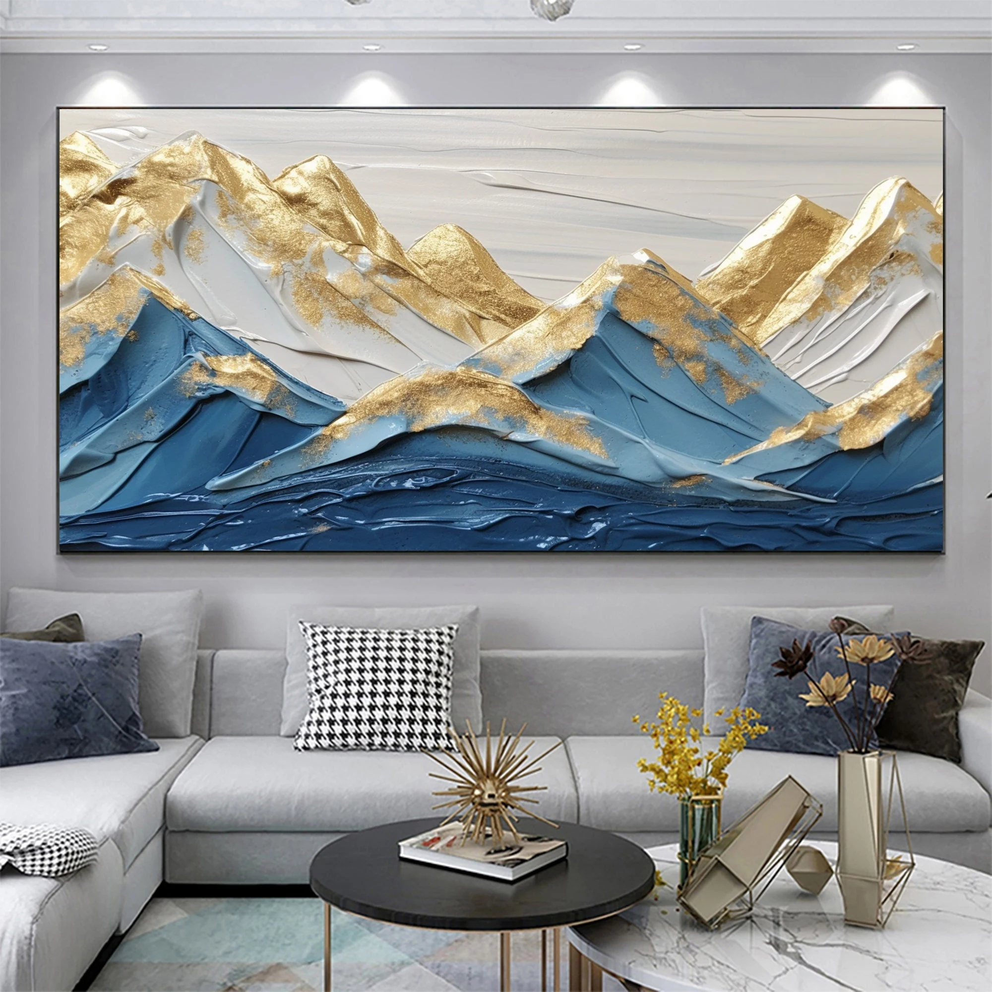 Large-Scale Landscape Oil Painting – Abstract Golden Landscape