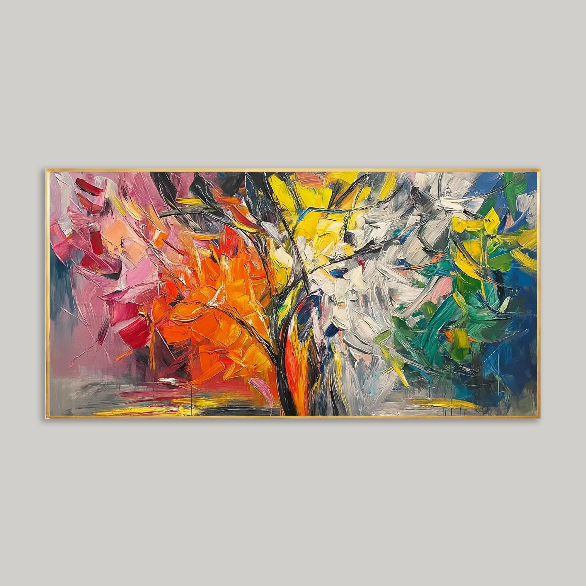 Vibrant Abstract Tree Oil Painting - Modern, Lively Home Wall Decor