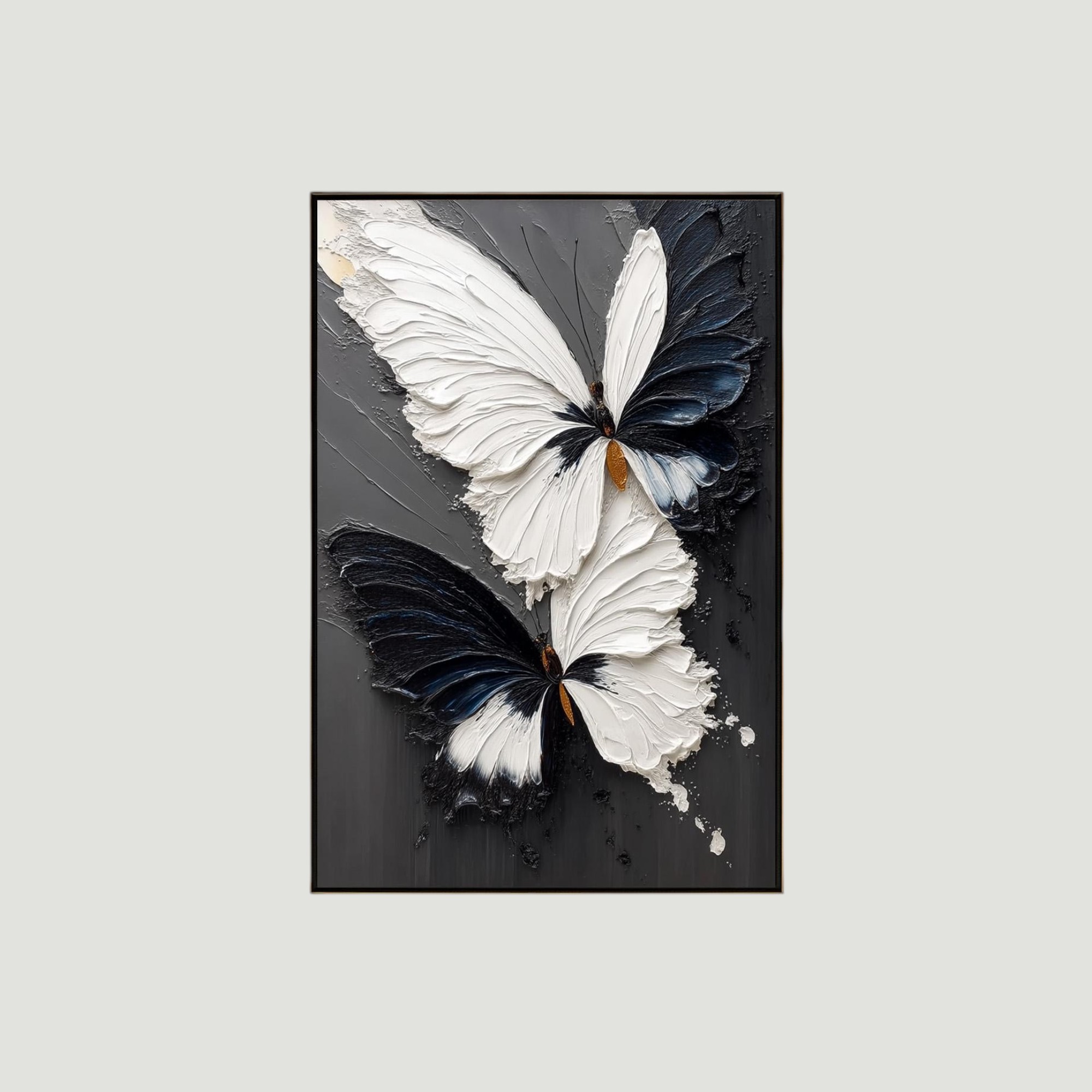 Abstract Butterfly Oil Painting - Modern Textured Art Decor