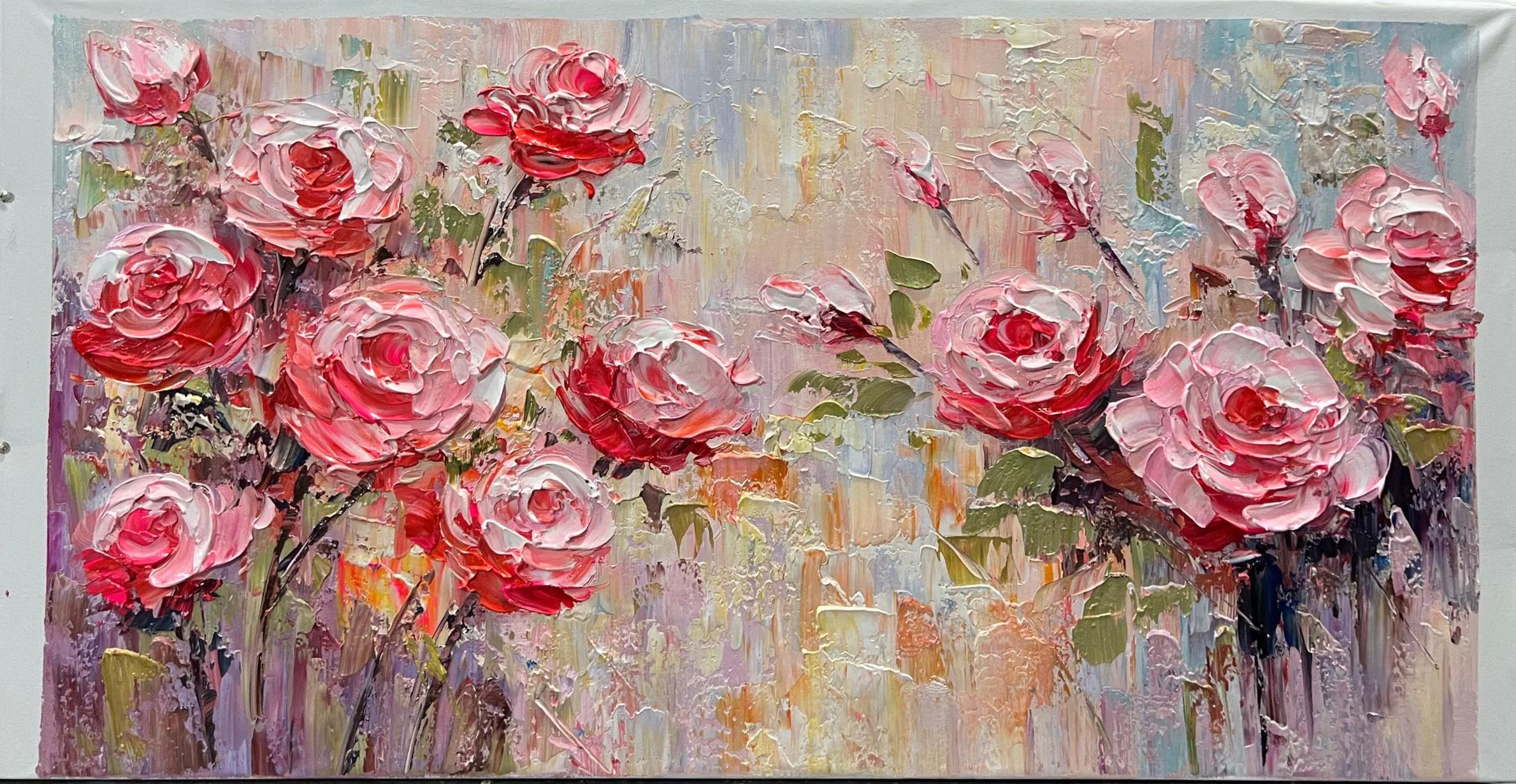 Abstract Rose Oil Painting - Original Landscape Wall Art