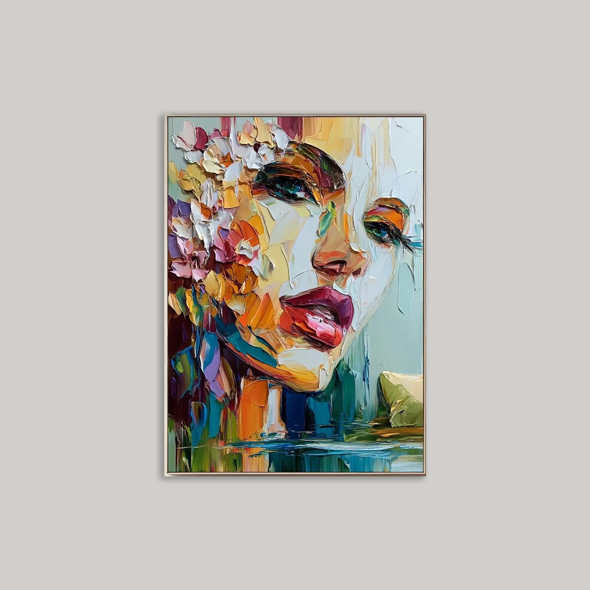 Vibrant Abstract Oil Painting of a Woman - Colorful Modern Portrait Art