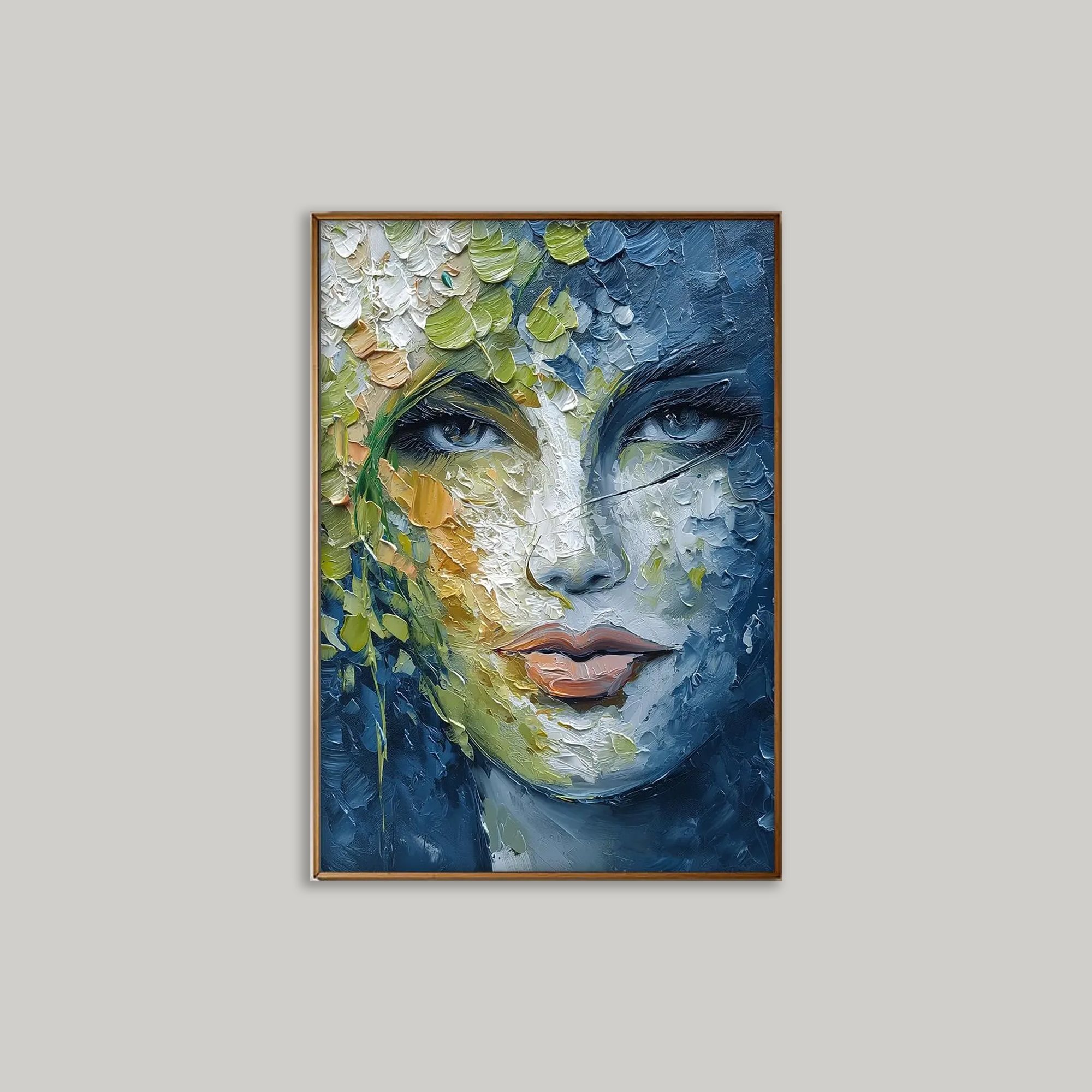 Abstract Female Portrait Oil Painting - Impasto Canvas Art
