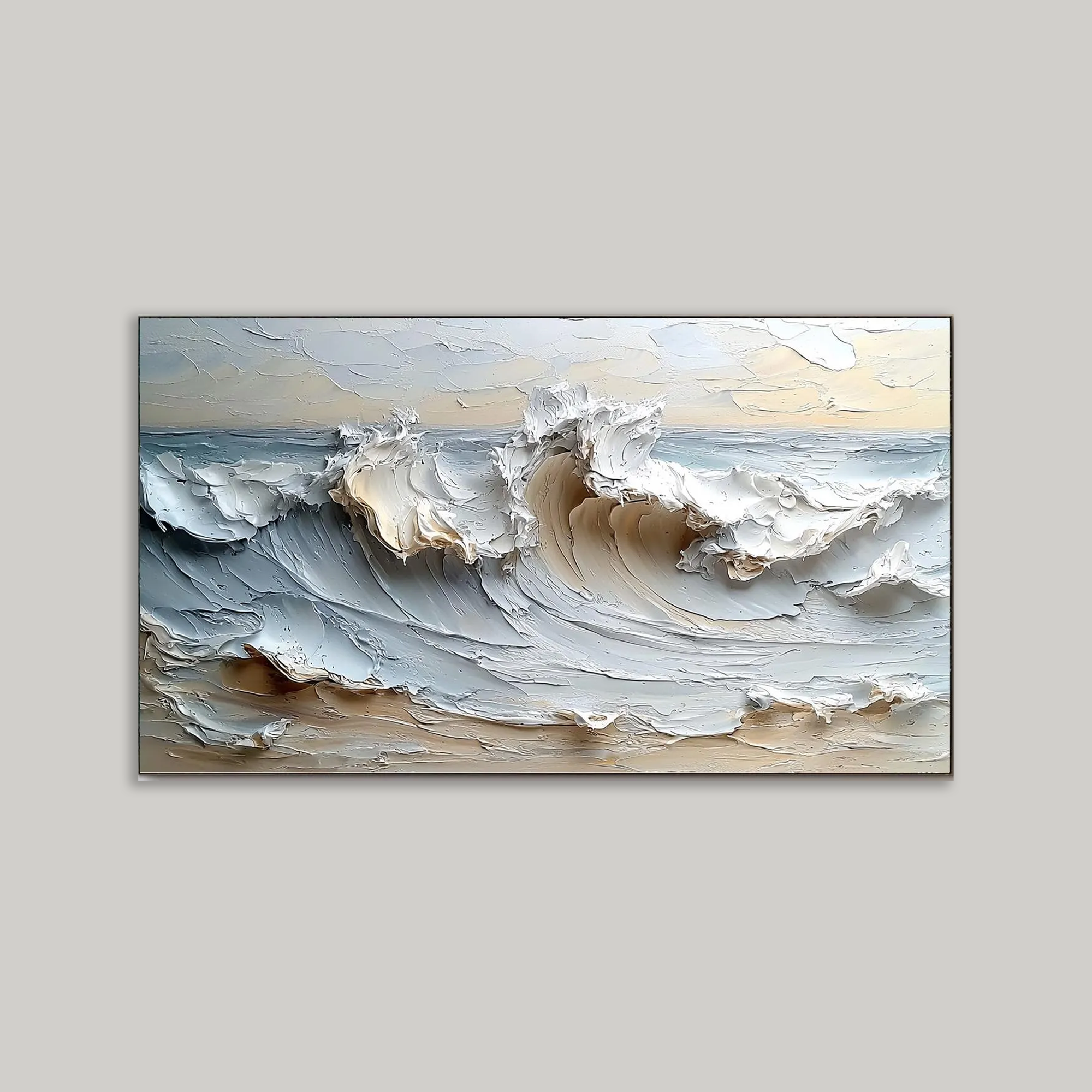 White Ocean Wave Painting on Canvas,Abstract Impasto Texture Painting,Large Canvas Art, Luxury Wall Art