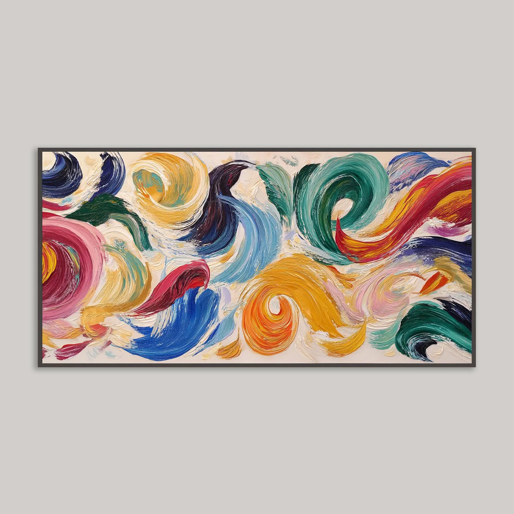 Abstract Swirl Oil Painting - Colorful Modern Home Decor Art