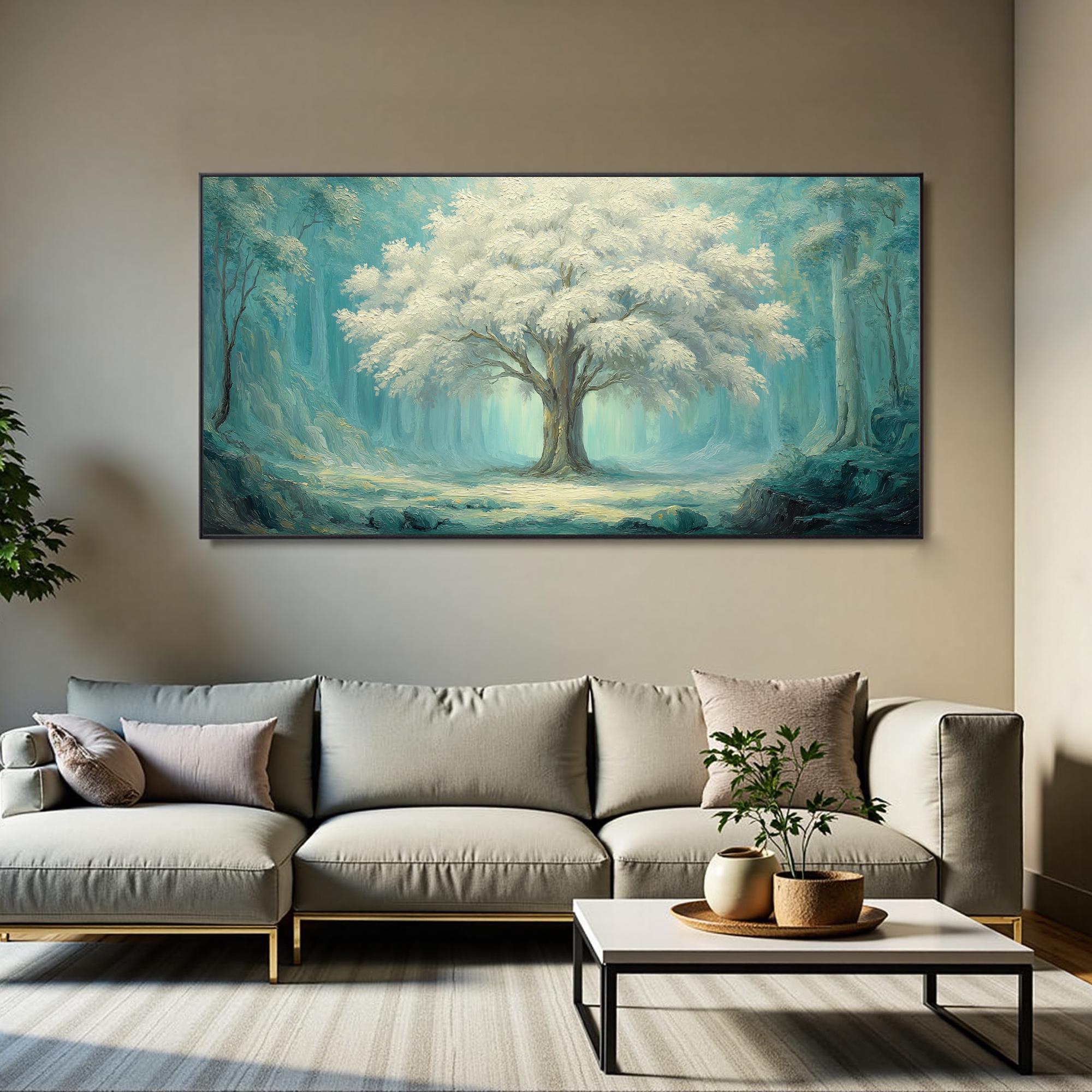 Hand-Painted Oil Painting: The Shimmering Magic Tree - Canvas Art for the Living Room Sofa Backdrop