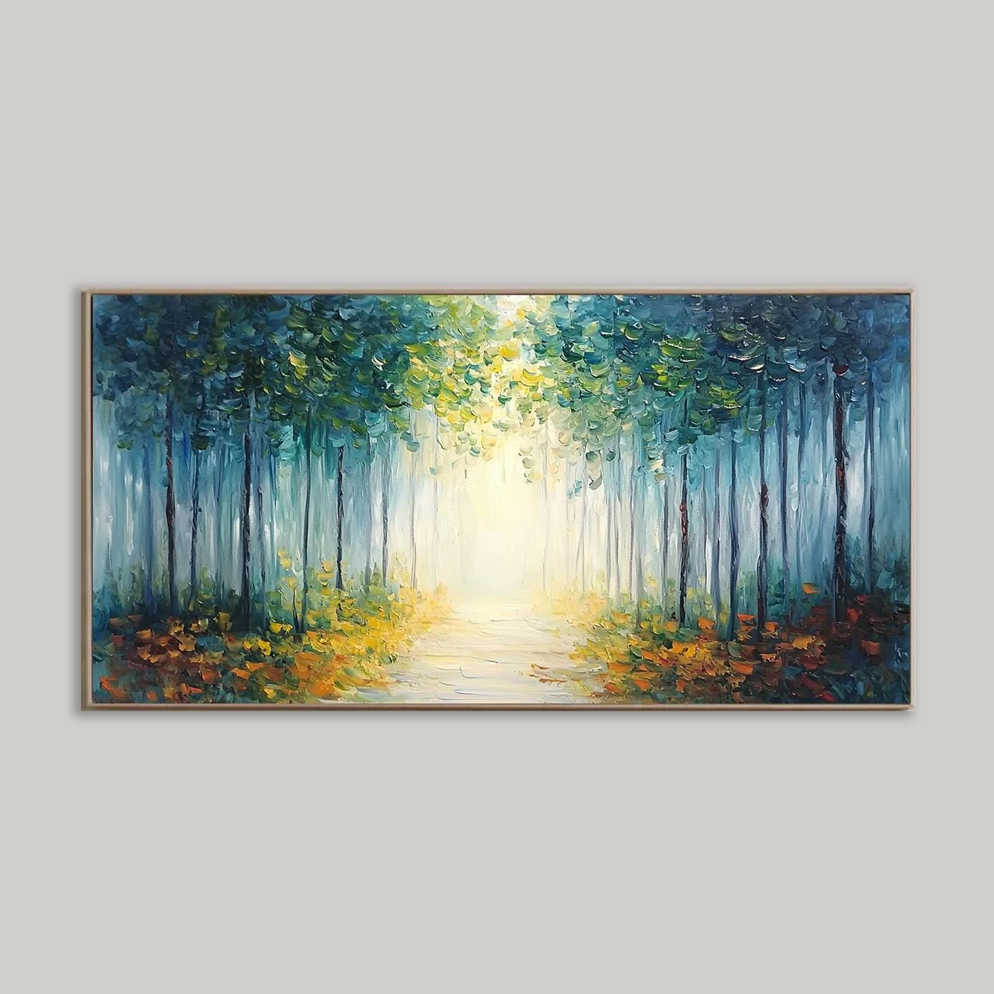 Abstract Forest Oil Painting - Living Room Home Decor Art