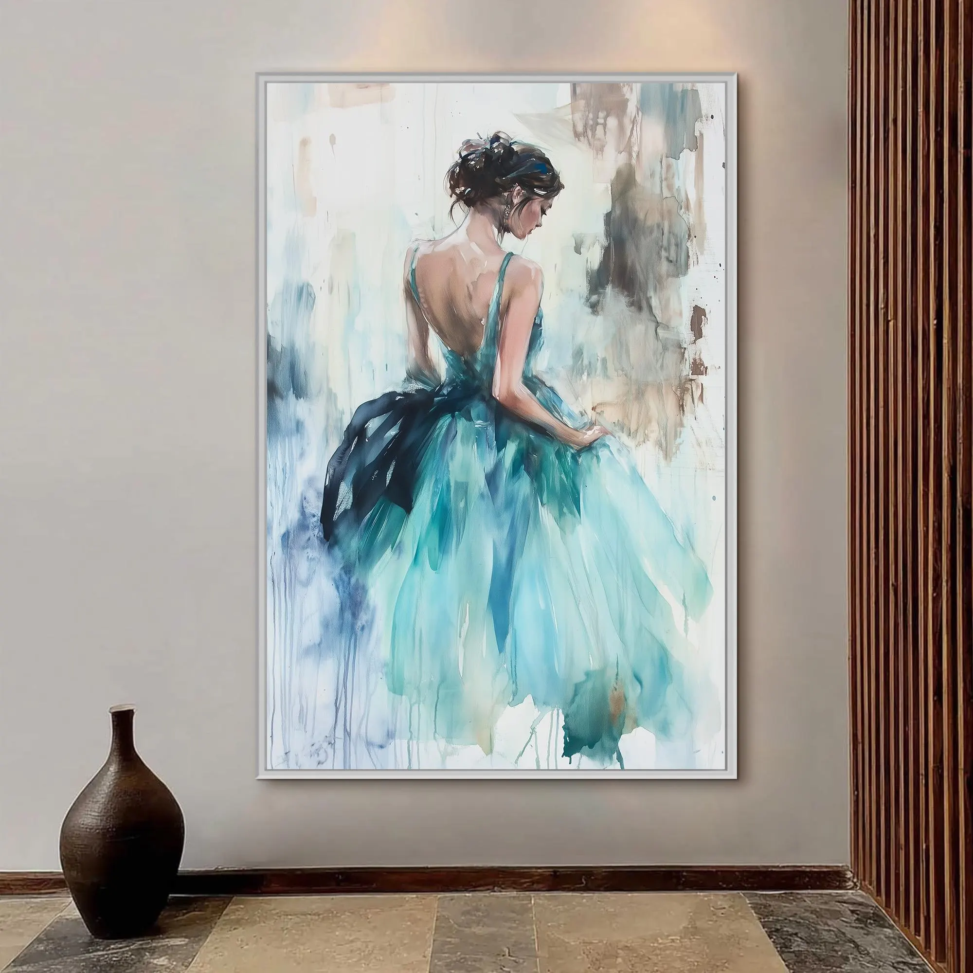 Abstract Ballerina Oil Painting - Modern Romantic Figurative Wall Art