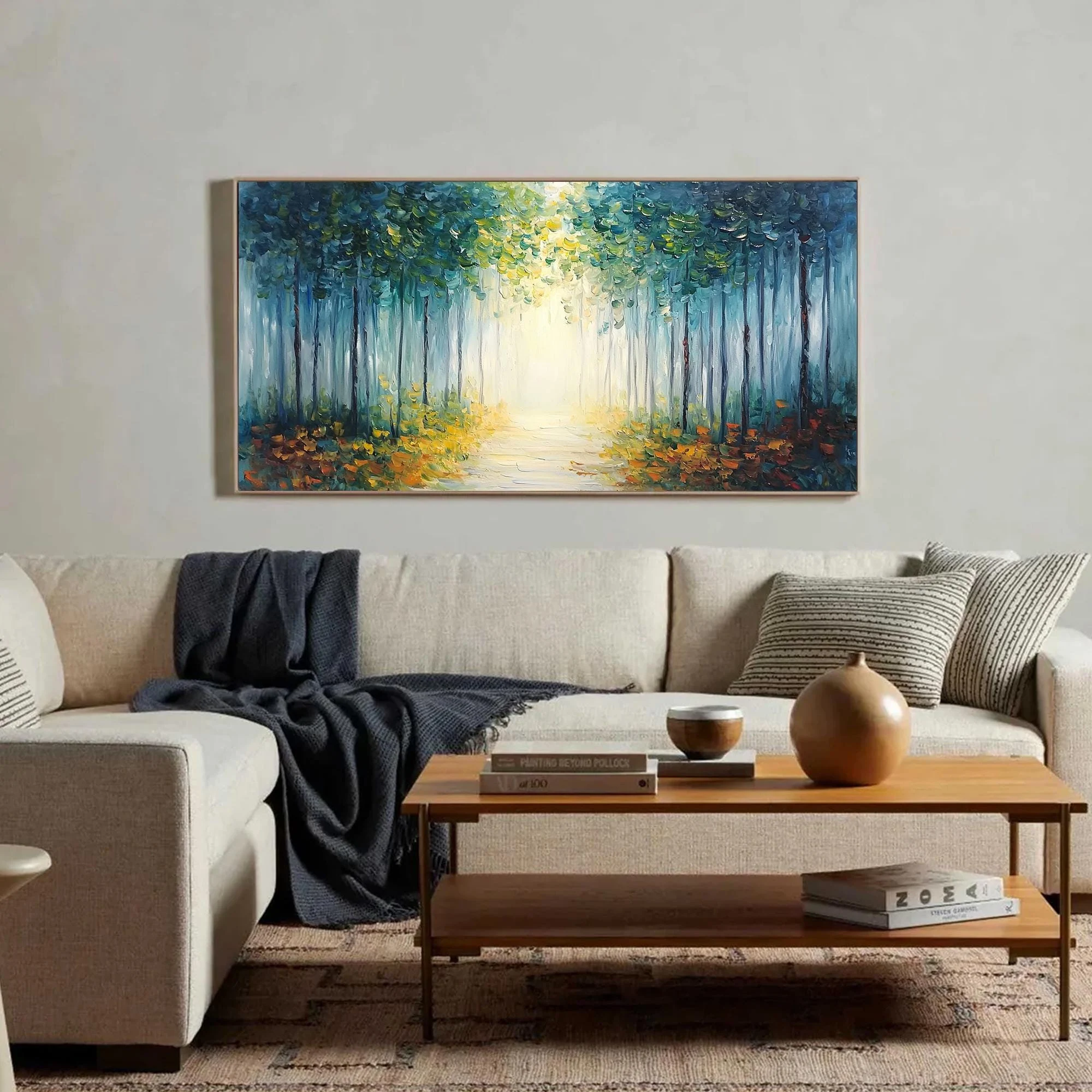 Abstract Forest Oil Painting - Living Room Home Decor Art