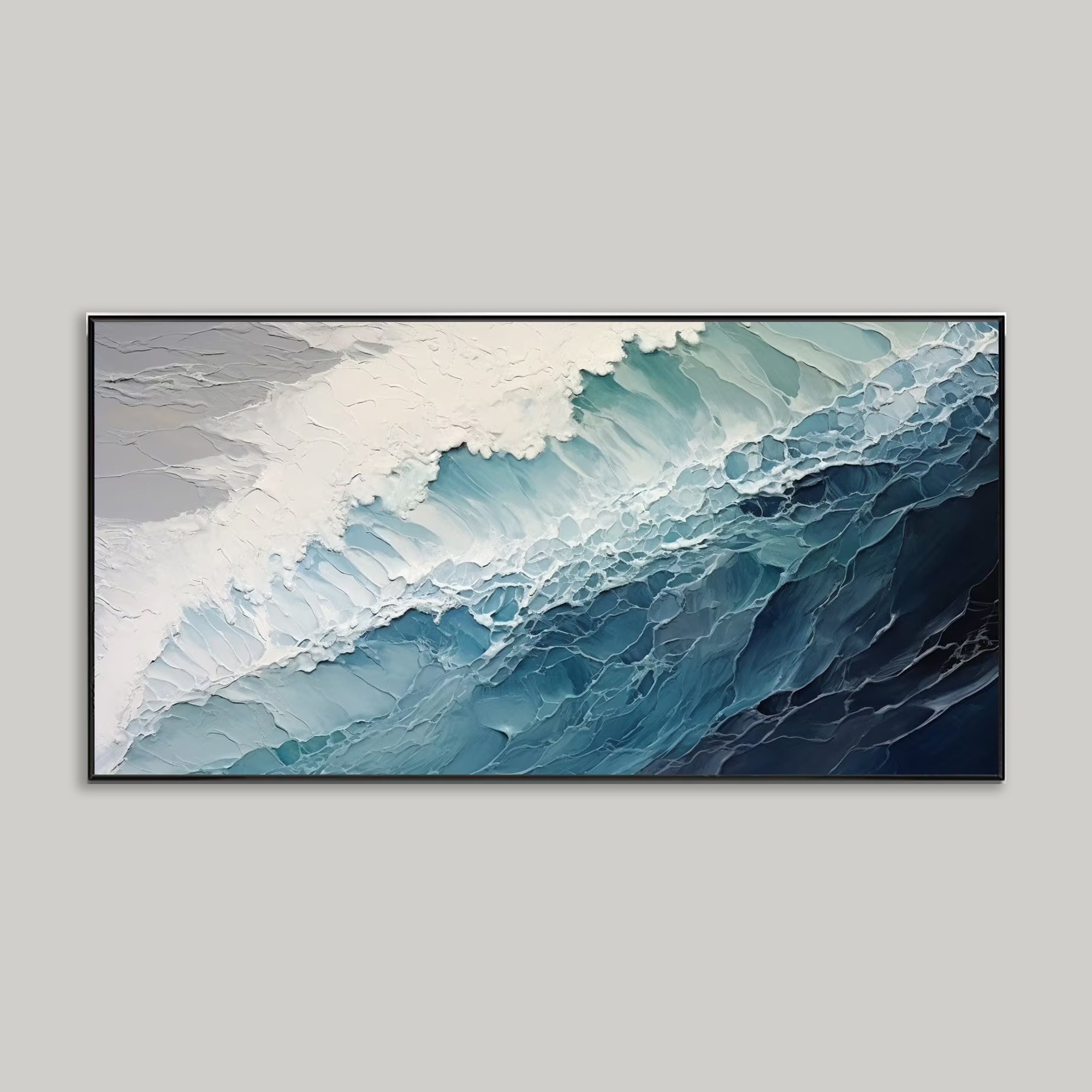 Ocean Waves Oil Painting - Blue Ocean Wall Art Decor