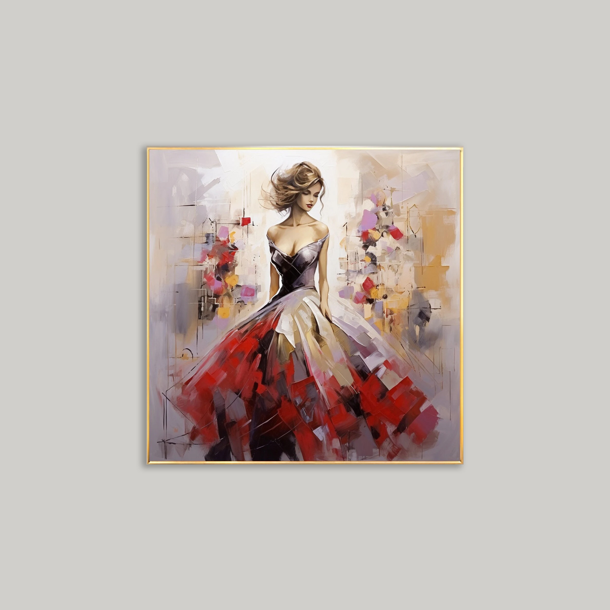 Original Oil Painting of a Beautiful Girl - Large-Scale Abstract Portrait Wall Art