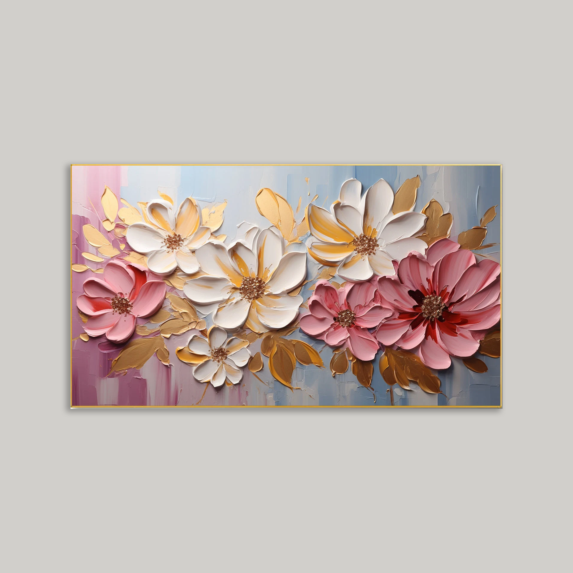 Original Floral Oil Painting - Abstract Minimalist Floral Wall Art