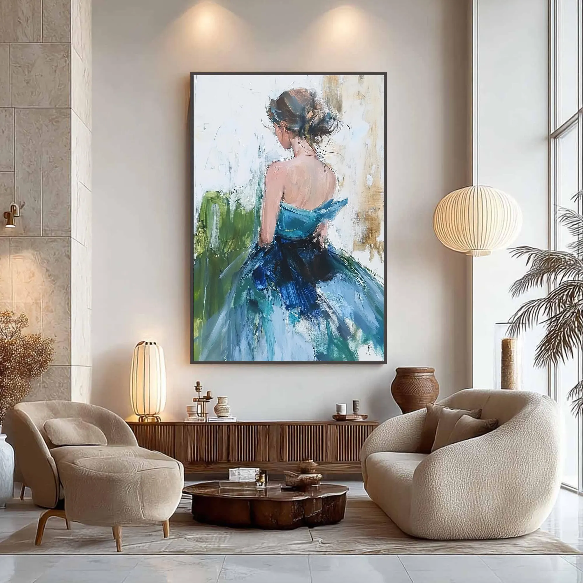 Abstract Female Portrait - Impressionist Bedroom Wall Art