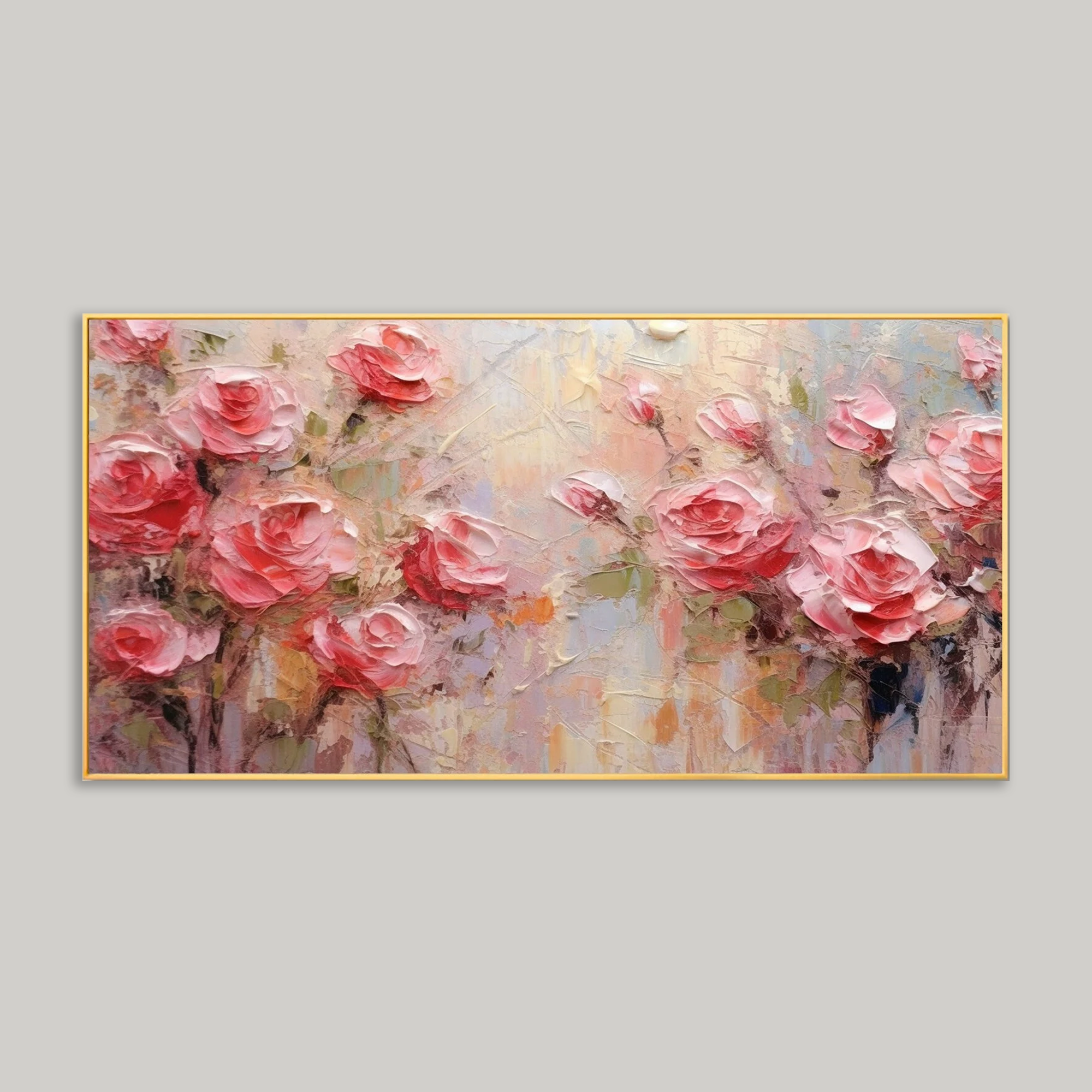 Abstract Rose Oil Painting - Original Landscape Wall Art