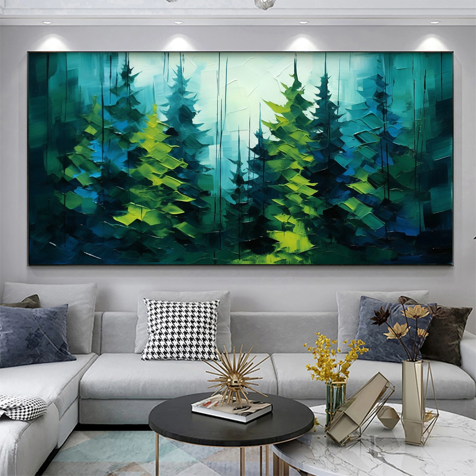 Abstract Forest Oil Painting - Modern Nature Landscape Art