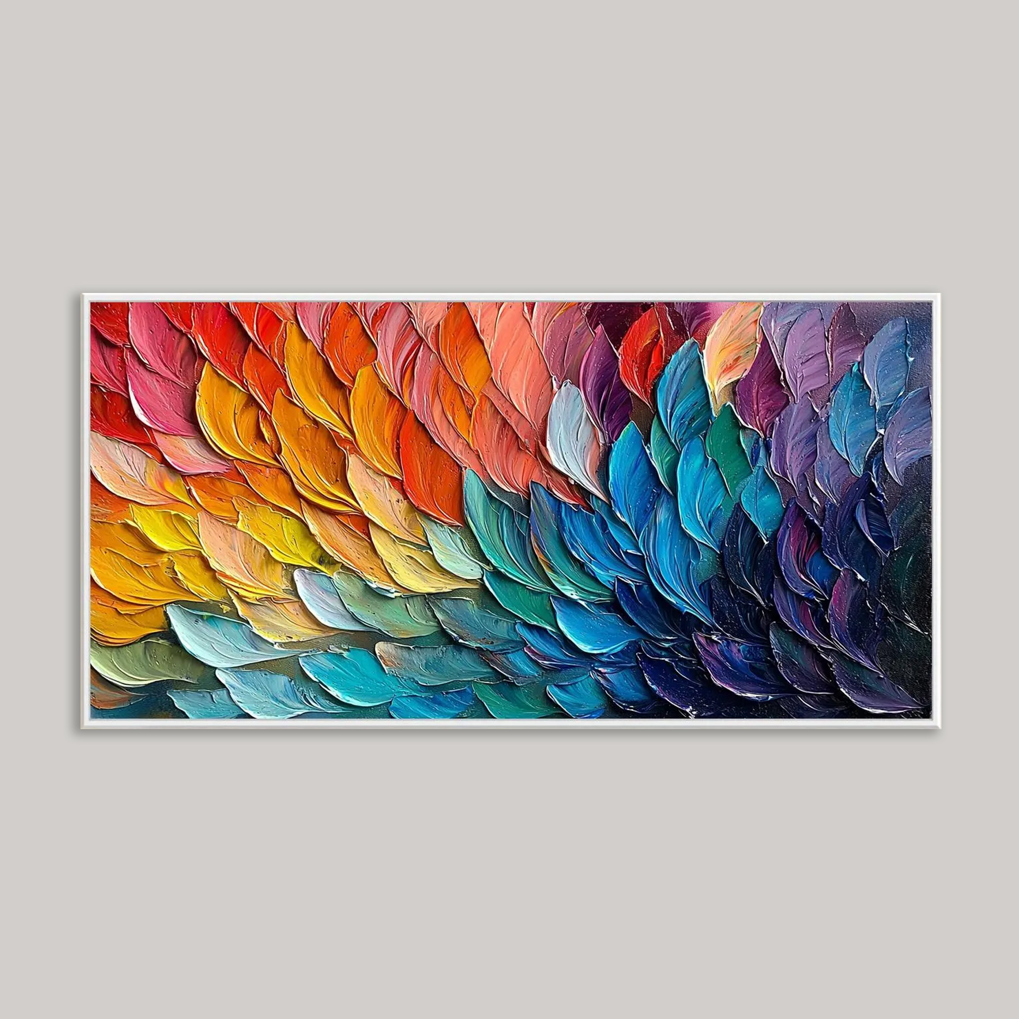 Abstract Feather Oil Painting - Colorful, Textured, Impasto-Style Decorative Art