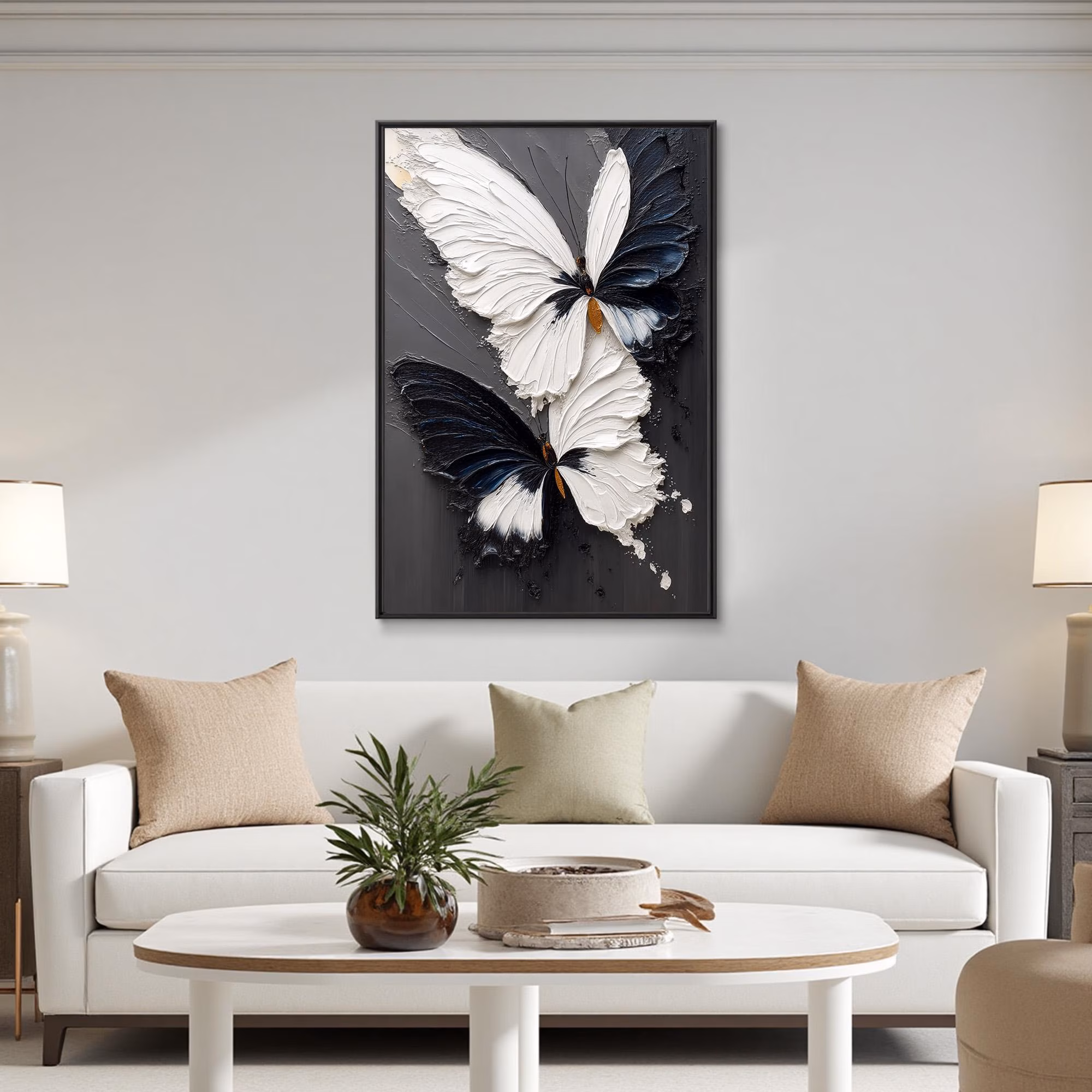 Abstract Butterfly Oil Painting - Modern Textured Art Decor