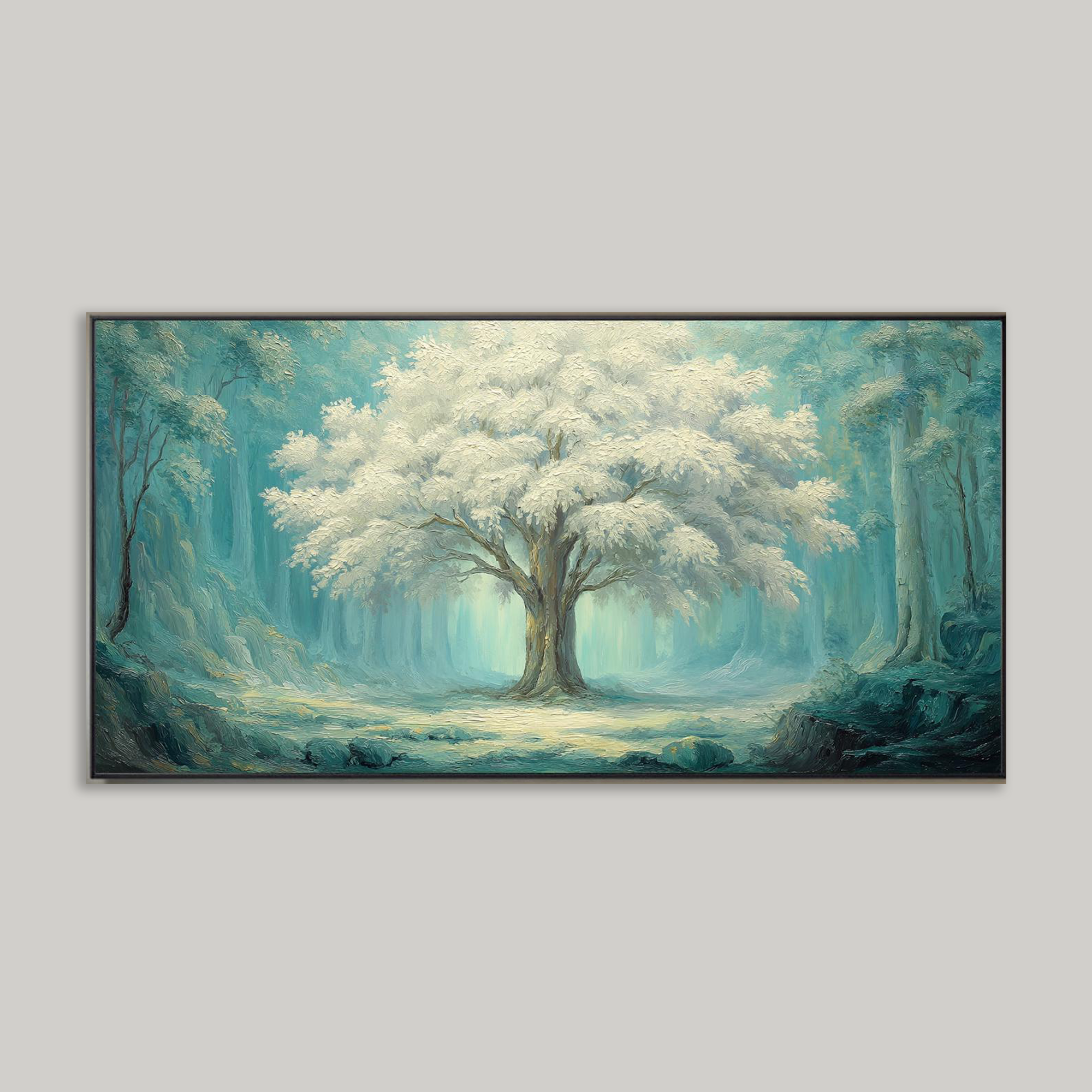 Hand-Painted Oil Painting: The Shimmering Magic Tree - Canvas Art for the Living Room Sofa Backdrop