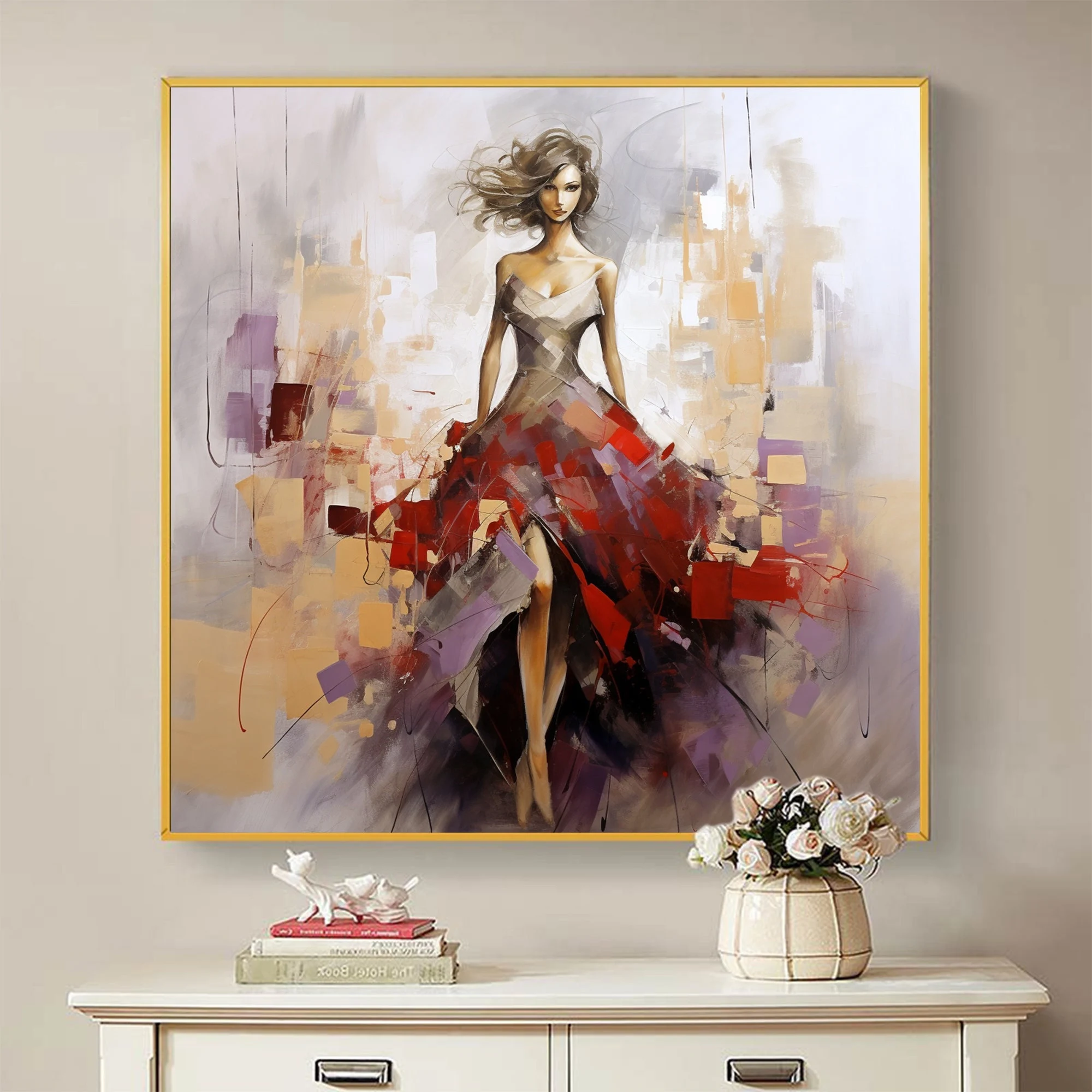 Abstract Oil Painting of a Beautiful Girl - Large-Scale Original Portrait Wall Art