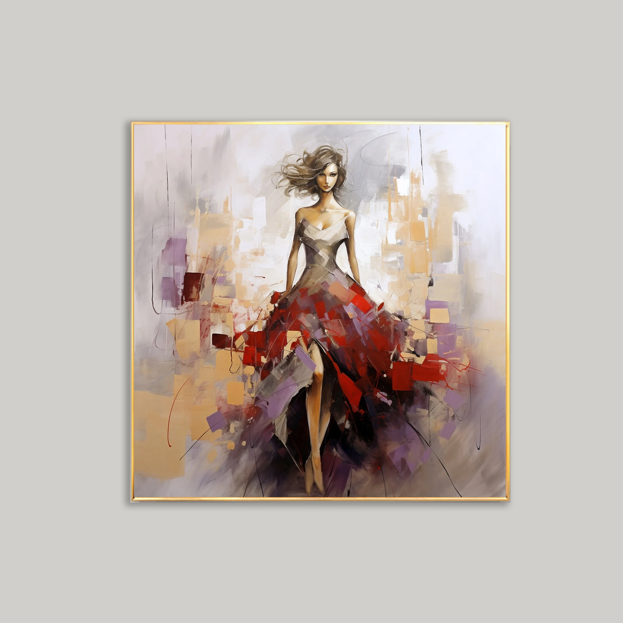 Abstract Oil Painting of a Beautiful Girl - Large-Scale Original Portrait Wall Art
