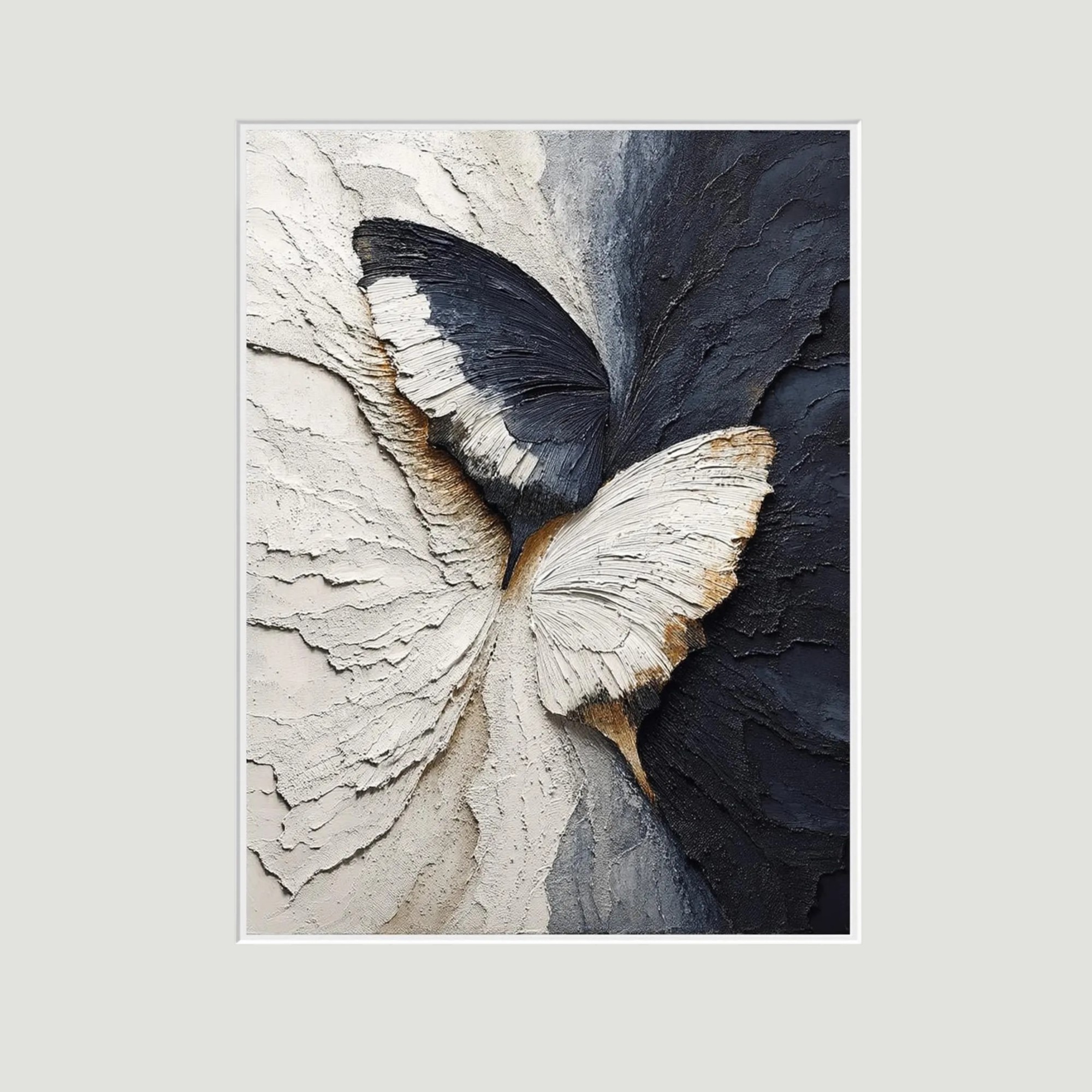 Abstract Butterfly Oil Painting - Impasto-Textured Canvas Art