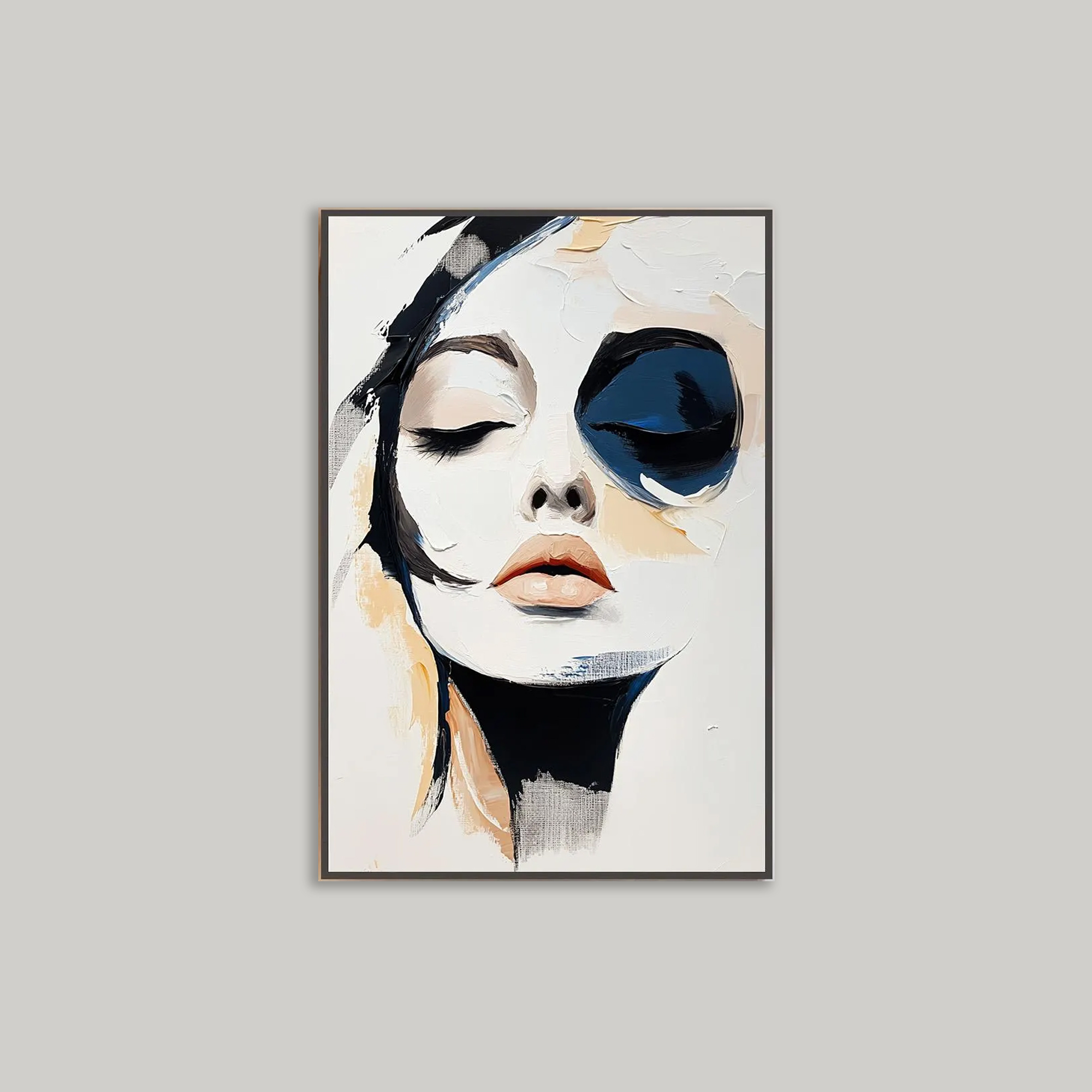 Abstract Painted Female Portrait - Modern Large-Scale Textured Wall Art