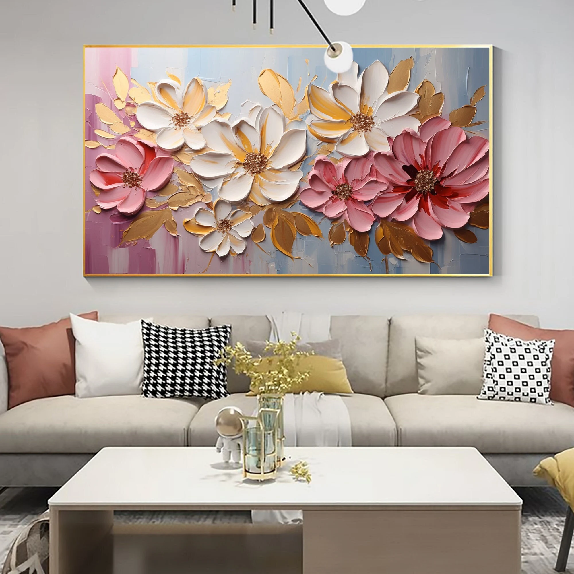 Original Floral Oil Painting - Abstract Minimalist Floral Wall Art