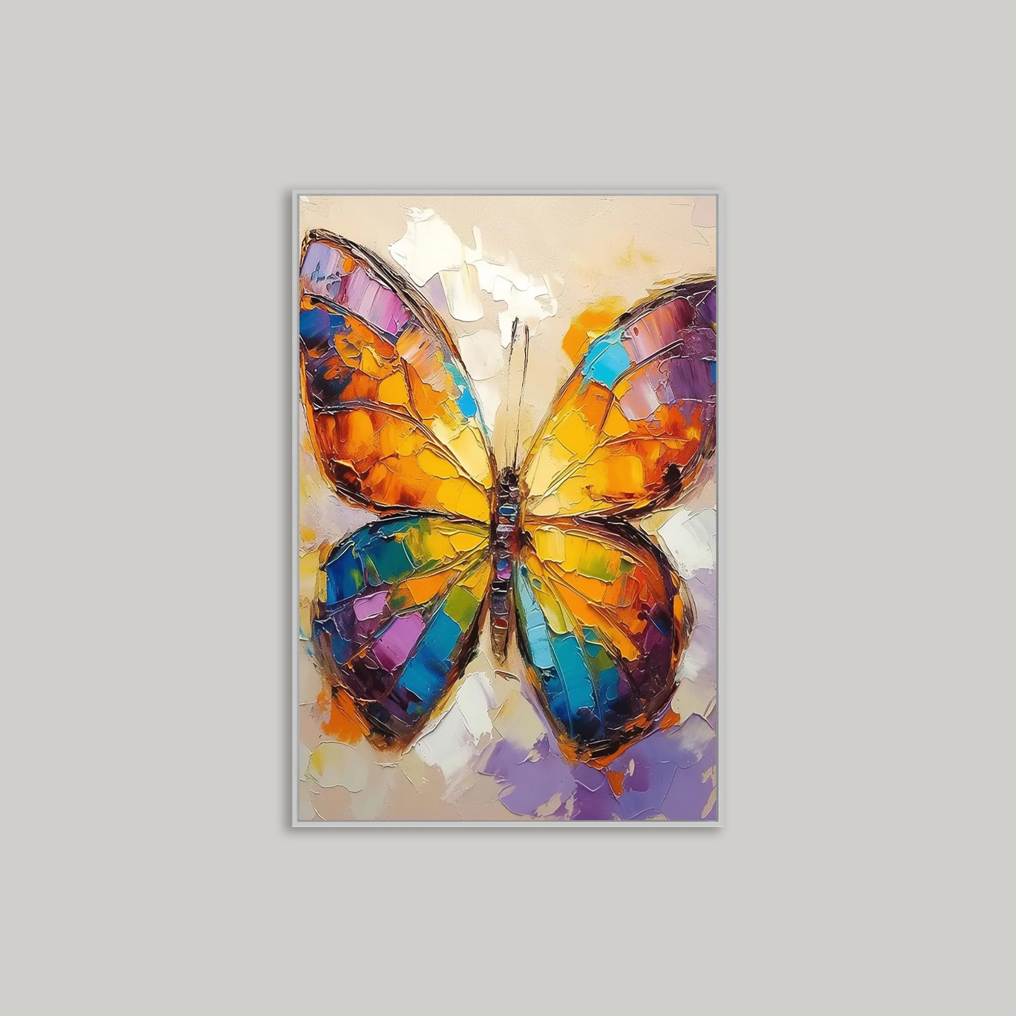 Colorful Butterfly Oil Painting - Textured Canvas Art