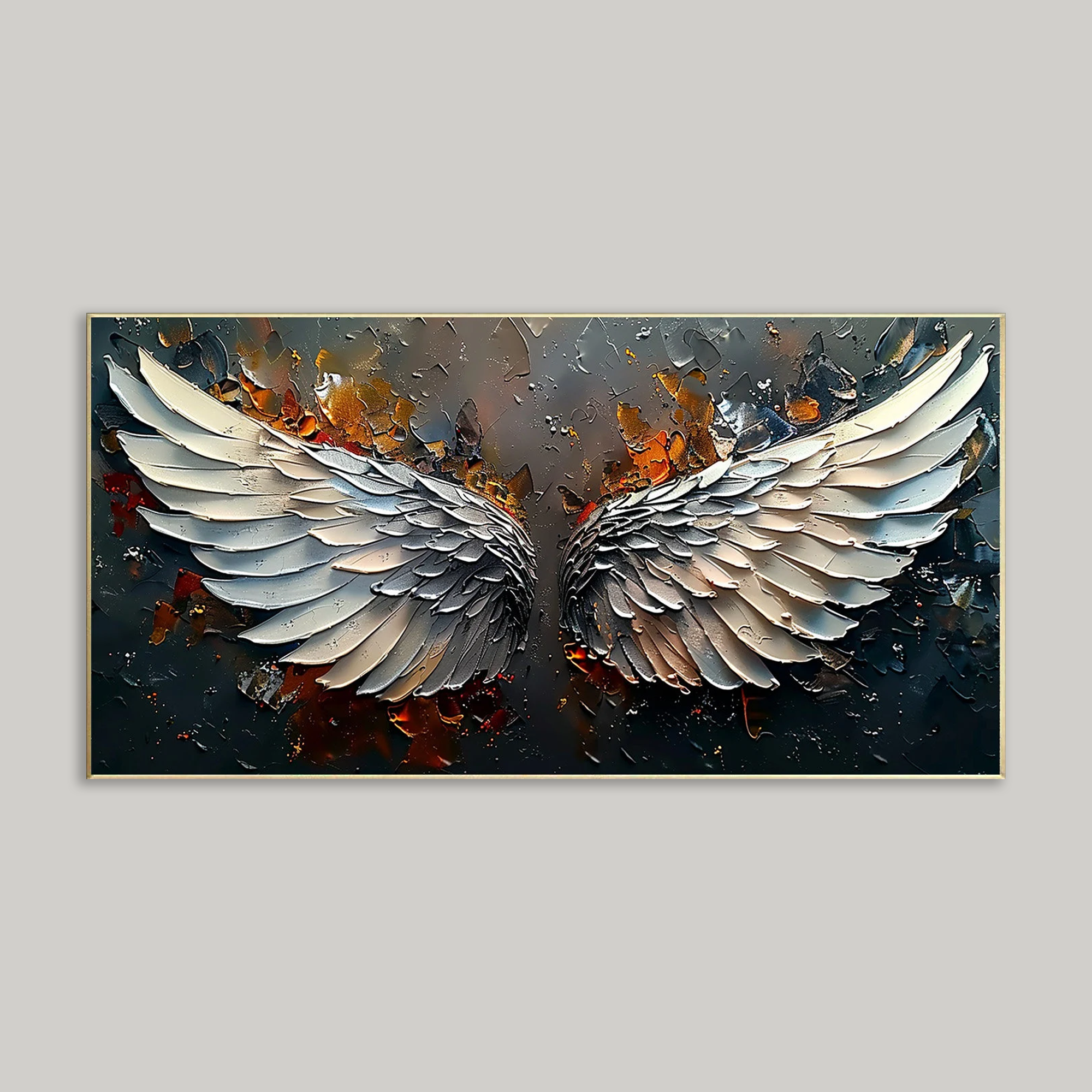 Abstract Angel Wings Oil Painting - Bohemian-Style Wall Decor
