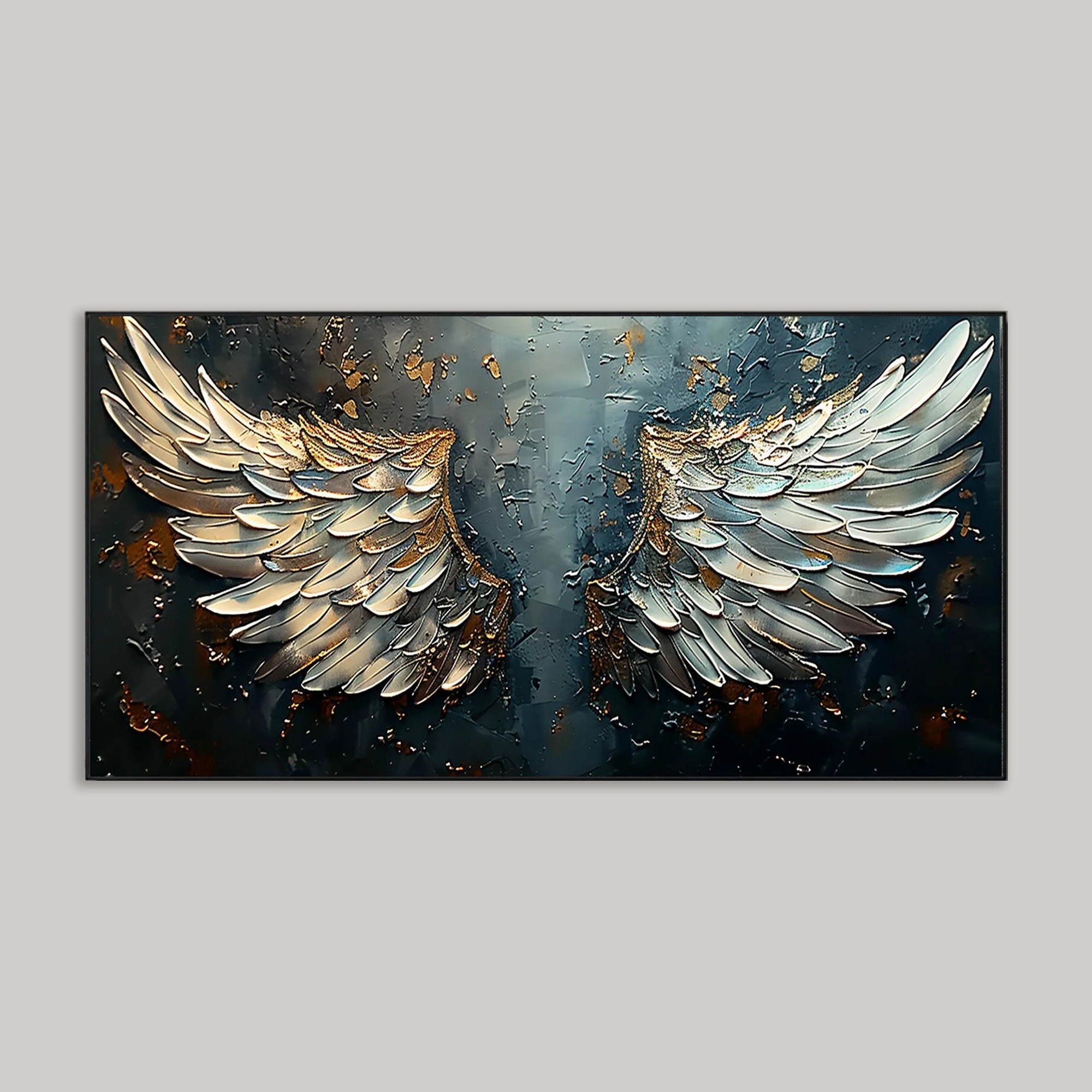 Angel Wings Oil Painting - Abstract Textured Wings Wall Art
